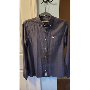 Abercrombie Kids Boys Gray Button Up Long‎ Sleeve Shirt Size 15/16 Fall Winter